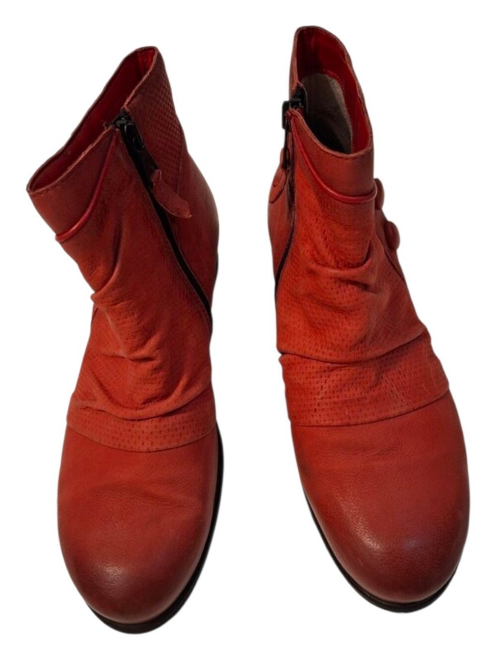 Miz Mooz Leather Wide Width Ankle Boots - Sallie - Scarlet Red
